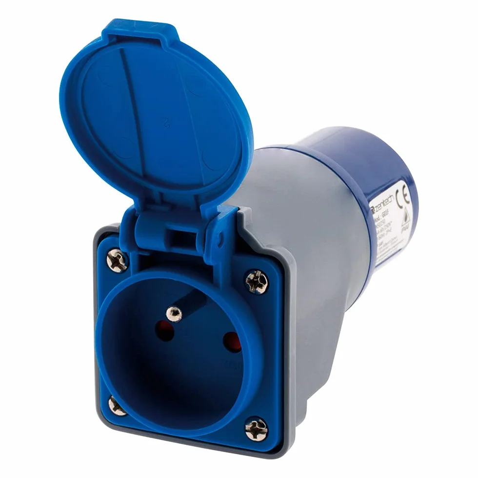 Zenitech - Kompaktowy adapter bez kabla - gniazdo żeńskie 16A 2P+T na wtyczkę męską CEE17 - do kempingu, żeglarstwa