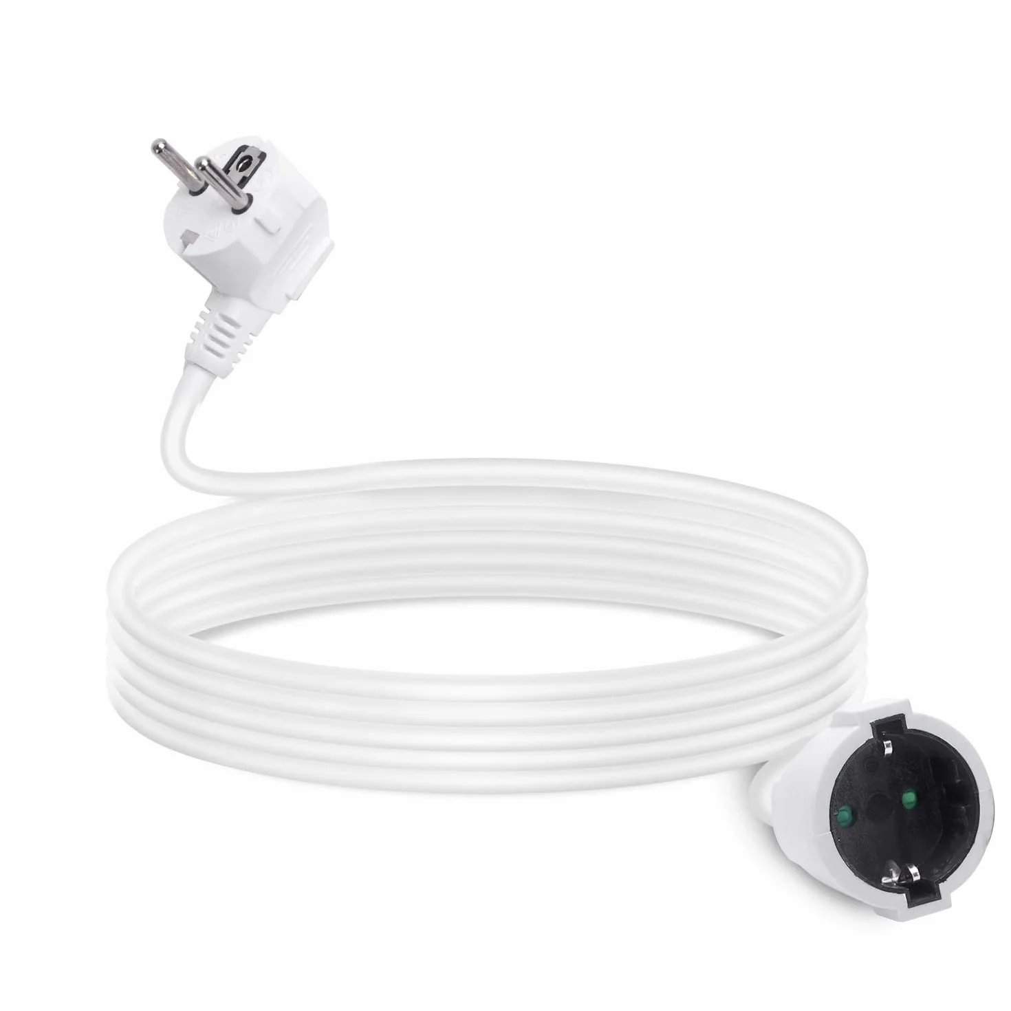 Aigostar - Przedłużacz 5 metrów, do 3680 W, ochrona dzieci, wtyczka 16A/250 V, gniazdo zasilania 2P+E, kabel typu H05VV-F 3G1.5mm², biały