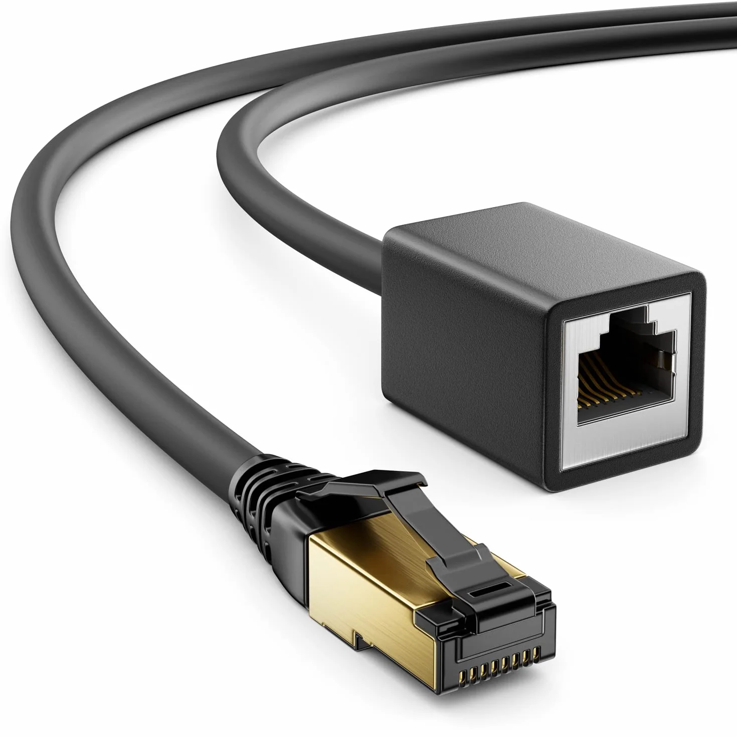 deleyCON 4m CAT8.1 Przedłużacz Patchkabel Sieciowy 40 GBit/s 2000 MHz S/FTP Miedź PiMF 1x RJ45 Wtyk 1x RJ45 Gniazdo do Ethernet LAN Gaming Streaming - Czarny