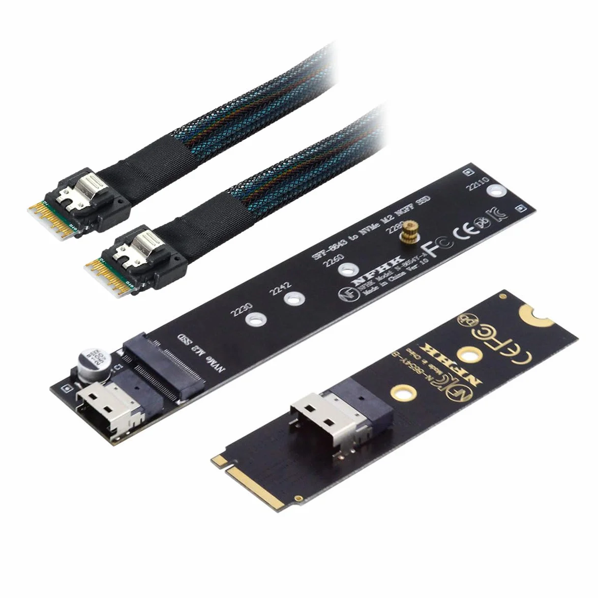 NGFF M-Key NVME przedłużacz z wtyczką do gniazda, 40 cm, z wtyczką SFF-8654 do płyty głównej SSD 2280/22110