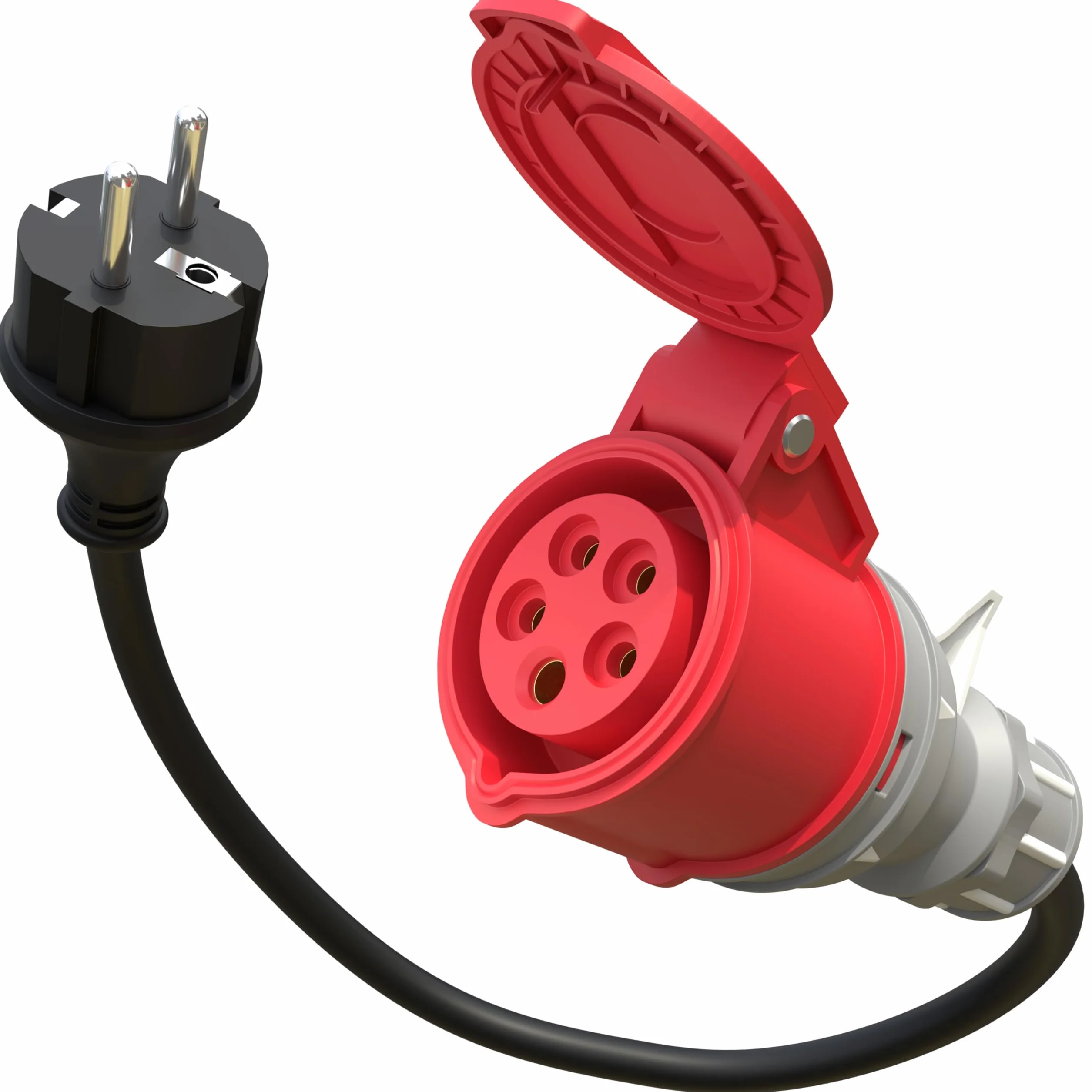 Poppstar 45cm Adapter CEE IP44 do samochodu elektrycznego (wtyczka Schuko: typu E+F/gniazdo CEE 16A, 5-pinowe), H07RN-F 3G2.5