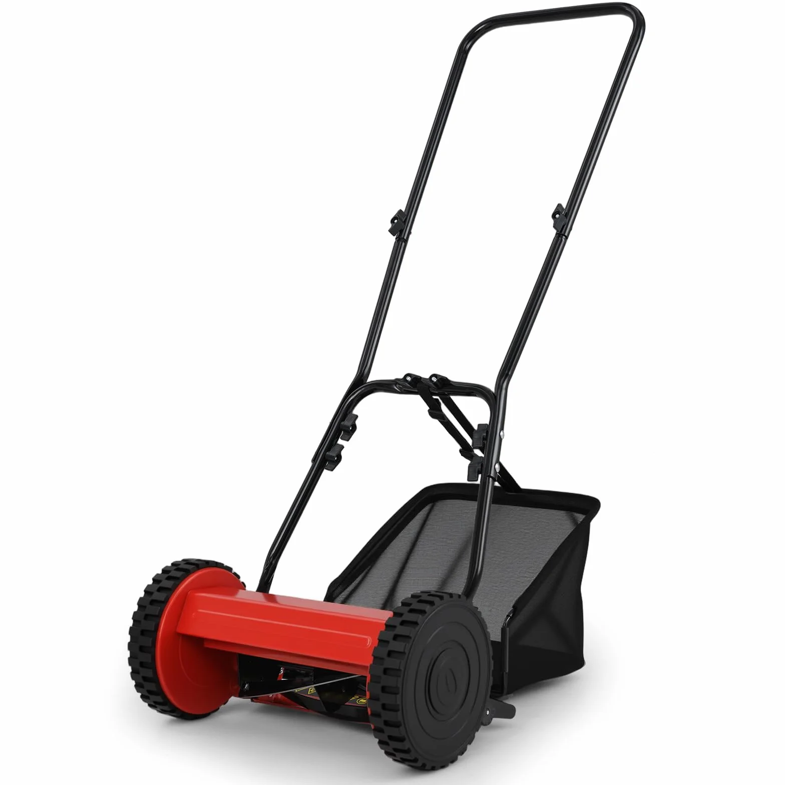 COSTWAY Kosiarka wrzecionowa, ręczna kosiarka do trawy, szerokość cięcia 30 cm, kosz na trawnik o pojemności 18,5 l, wysokość cięcia z 4-stopniową regulacją: 15-40 mm, ręczna kosiarka z 5 nożami do